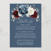 Slate Blue Burgundy White Ivory Floral Wedding En Informatiekaartje (Voorkant)