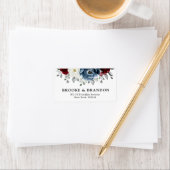 Slate Blue Burgundy White Ivory Floral Wedding Etiket (Insitu)