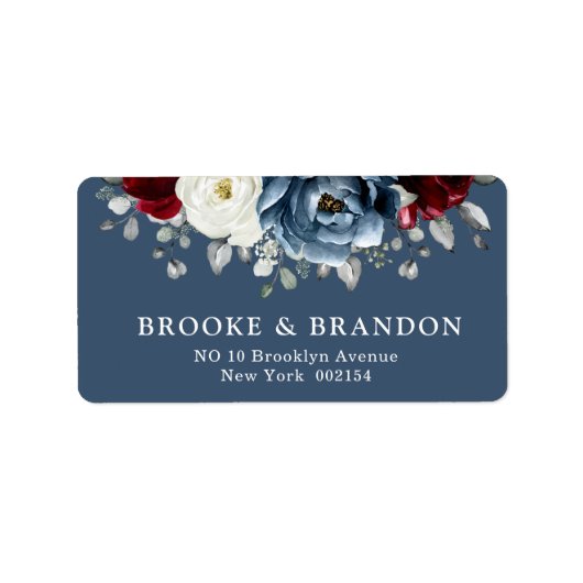 Slate Blue Burgundy White Ivory Floral Wedding La Etiket (Voorkant)