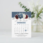 Slate Blue Burgundy White Ivory Floral Wedding Po Briefkaart (Staand voorkant)