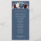 Slate Blue Burgundy White Ivory Floral Wedding Pr Programmakaart (Achterkant)