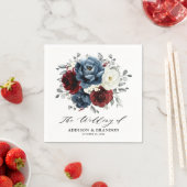 Slate Blue Burgundy White Ivory Floral Wedding Servet (Insitu)