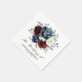 Slate Blue Burgundy White Ivory Floral Wedding Servet (Hoek)