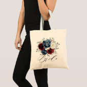 Slate Blue Burgundy White Ivory Floral Wedding Tote Bag (Voorkant (product))