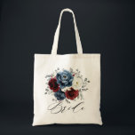 Slate Blue Burgundy White Ivory Floral Wedding Tote Bag<br><div class="desc">Leisteen,  Bourgogne,  Witte ivoor met de thema's bloembruidbruid canvas tas,  met elegante bouquet van bogundy,  leisteen,  stoffig blauw,  ivoren rozen en pony's en stoffige groene eucalyptusbladeren. Neem contact met mij op voor hulp bij aanpassingen of als u een ander product nodig hebt</div>
