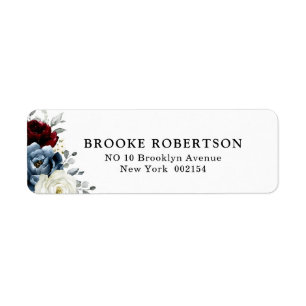 Slate Blue Burgundy White Ivory Return Address Etiket
