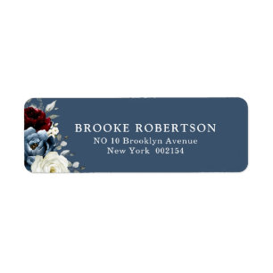 Slate Blue Burgundy White Ivory Return Address Lab Etiket