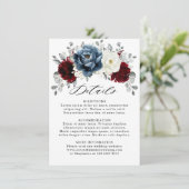 Slate Blue Burgundy White Ivory Wedding Details Informatiekaartje (Staand voorkant)