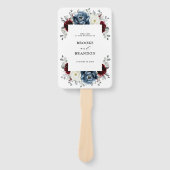 Slate Blue Burgundy White Ivory Wedding Programme Handwaaier (Voorkant)