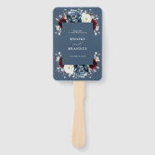 Slate Blue Burgundy White Ivory Wedding Programme Handwaaier (Voorkant)