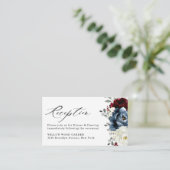Slate Blue Burgundy White Ivory Wedding Reception Informatiekaartje (Staand voorkant)