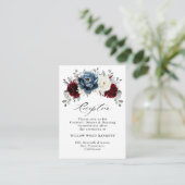 Slate Blue Burgundy White Ivory Wedding Reception Informatiekaartje (Staand voorkant)