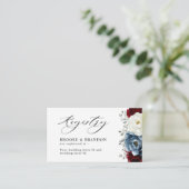 Slate Blue Burgundy White Ivory Wedding Registry Informatiekaartje (Staand voorkant)
