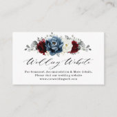 Slate Blue Burgundy White Ivory Wedding Website Informatiekaartje (Voorkant)