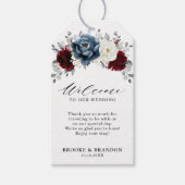Slate Blue Burgundy White Ivory Wedding Welcome Cadeaulabel (Voorkant)
