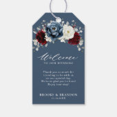 Slate Blue Burgundy White Ivory Wedding Welcome Cadeaulabel (Voorkant)