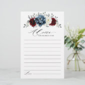 Slate Blue Burgundy White Vrijgezellenfeest Advice (Staand voorkant)