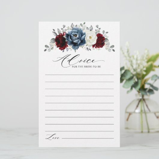 Slate Blue Burgundy White Vrijgezellenfeest Advice (Staand voorkant)