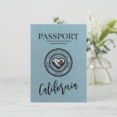 Slate Blue California Passport Bewaar de datum Save The Date (Staand voorkant)