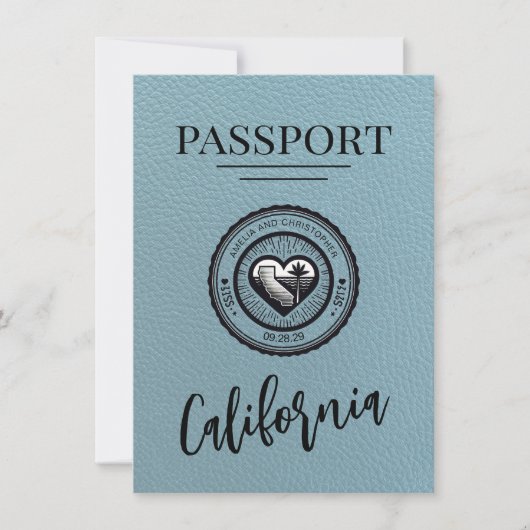 Slate Blue California Passport Bewaar de datum Save The Date (Voorkant)