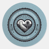 Slate Blue California Passport Ronde Sticker (Voorkant)