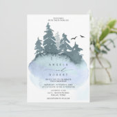 Slate Blue Coniferous Forest Natuur Wedding Kaart (Staand voorkant)