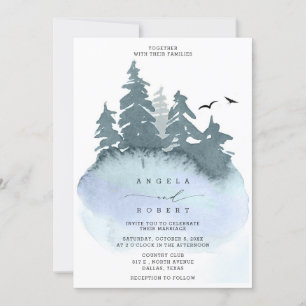 Slate Blue Coniferous Forest Natuur Wedding Kaart