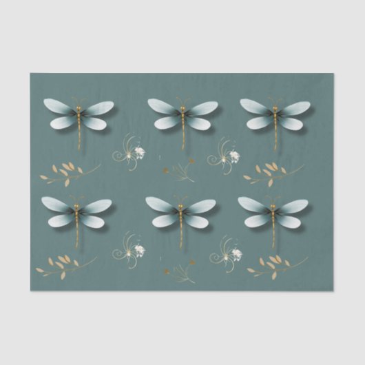 Slate Blue Dragonflies met Tarwe Tissuepapier (Voorkant)