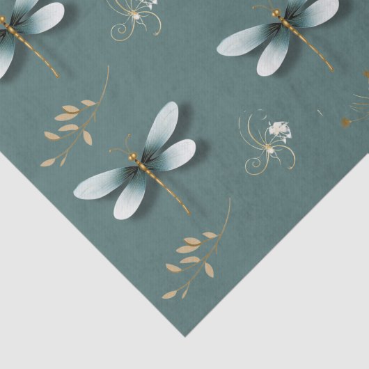 Slate Blue Dragonflies met Tarwe Tissuepapier (Detail)
