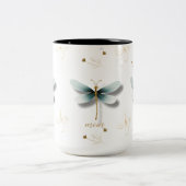 Slate Blue Dragonflies met Tarwe Tweekleurige Koffiemok (Center)
