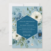 Slate Blue Dreamy Anemone Wedding Kaart (Voorkant)
