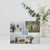 Slate Blue Elegant Photo Collage Merry & Married Briefkaart (Staand voorkant)