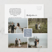 Slate Blue Elegant Photo Collage Merry & Married Briefkaart (Voorkant / Achterkant)