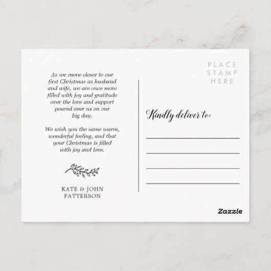 Slate Blue Elegant Photo Collage Merry & Married Briefkaart (Achterkant)