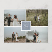 Slate Blue Elegant Photo Collage Merry & Married Briefkaart (Voorkant)