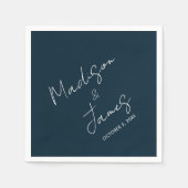 Slate Blue Elegant Script Minimalist Cocktail Napk Servet (Voorkant)