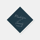 Slate Blue Elegant Script Minimalist Cocktail Napk Servet (Hoek)