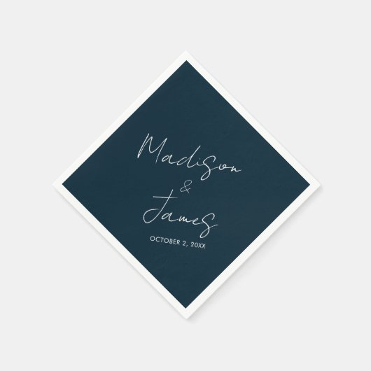 Slate Blue Elegant Script Minimalist Cocktail Napk Servet (Hoek)