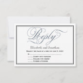 Slate Blue Elegant Script Reply Kaart (Voorkant)