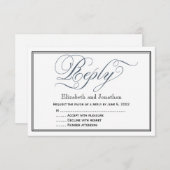 Slate Blue Elegant Script Reply Kaart (Voorkant / Achterkant)