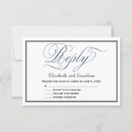 Slate Blue Elegant Script Reply Kaart