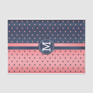 Slate Blue en Coral - Monogram Tissuepapier