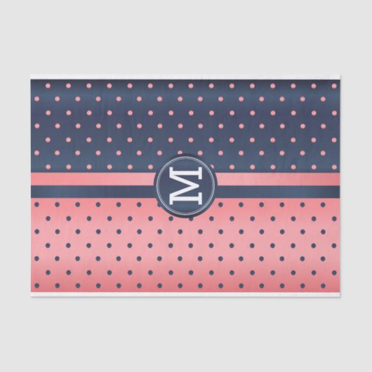 Slate Blue en Coral - Monogram Tissuepapier (Voorkant)
