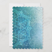 Slate Blue en Gold Mandala Wedding Invitations Kaart (Achterkant)