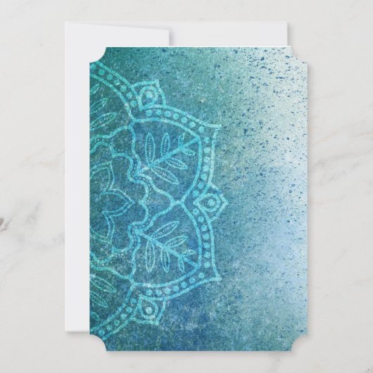 Slate Blue en Gold Mandala Wedding Invitations Kaart (Achterkant)