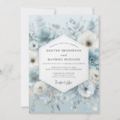 Slate Blue Ethereal Anemone Wedding Kaart (Voorkant)