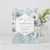Slate Blue Ethereal Anemone Wedding Kaart (Staand voorkant)