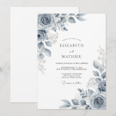 Slate Blue Ethereal Botanical Wedding Kaart (Voorkant / Achterkant)