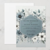 Slate Blue Ethereal Botanical Wedding Kaart (Voorkant / Achterkant)