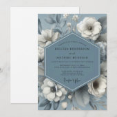 Slate Blue Ethereal Flora Wedding Kaart (Voorkant / Achterkant)